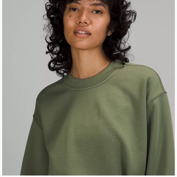 💚LULULEMON GATHERED WAIST CREW PULLOVER-GREEN TWILL-12💚 - Picture 8 of 16